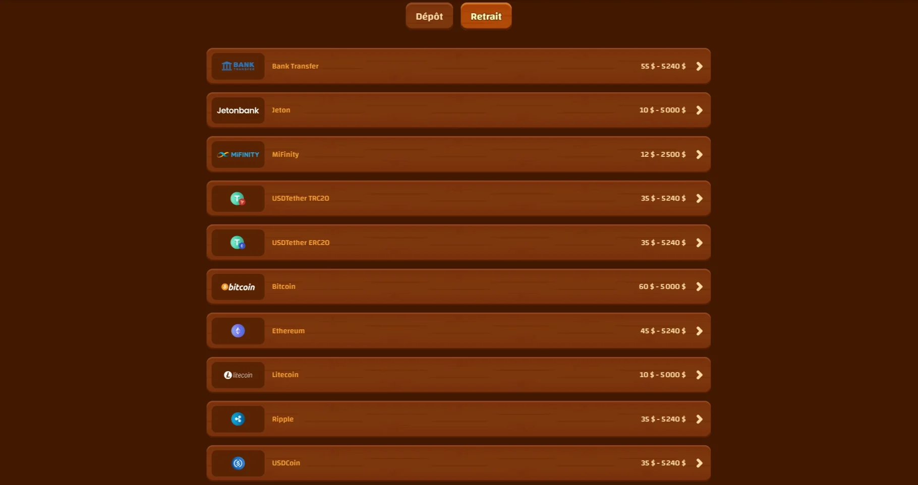 Méthodes de retrait sur Tiki Casino